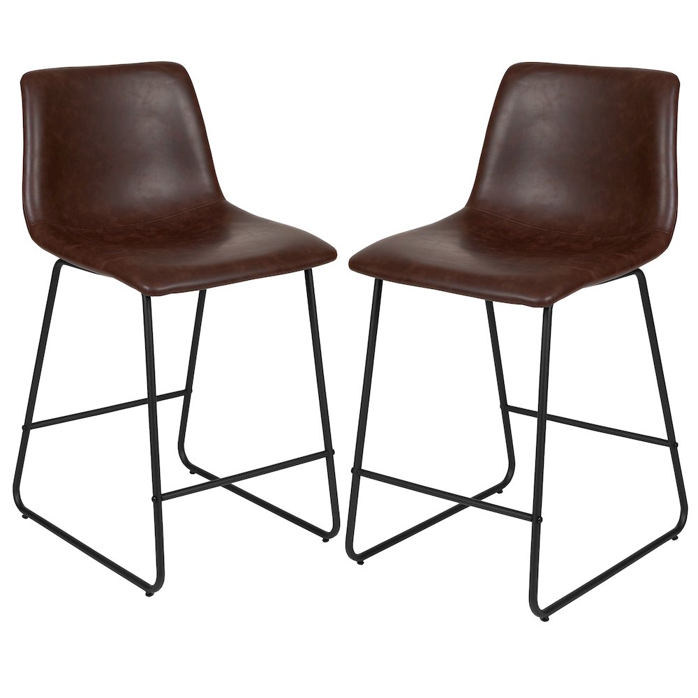 24 Inch LeatherSoft Counter Height Barstools in Dark Brown