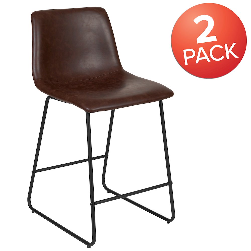 24 Inch LeatherSoft Counter Height Barstools in Dark Brown