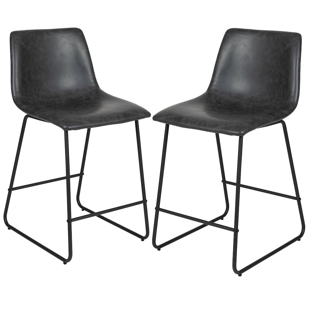24 Inch LeatherSoft Counter Height Barstools in Dark Gray