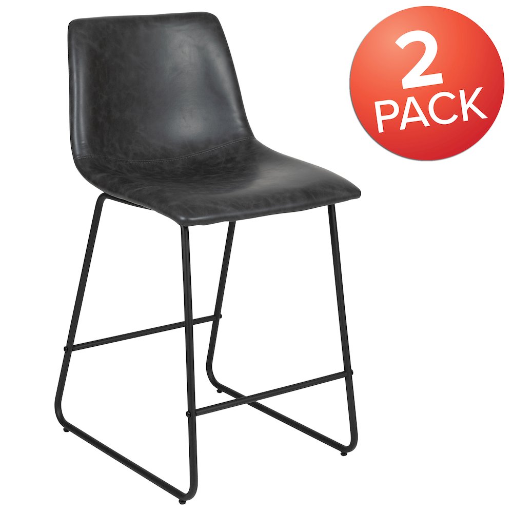24 Inch LeatherSoft Counter Height Barstools in Dark Gray