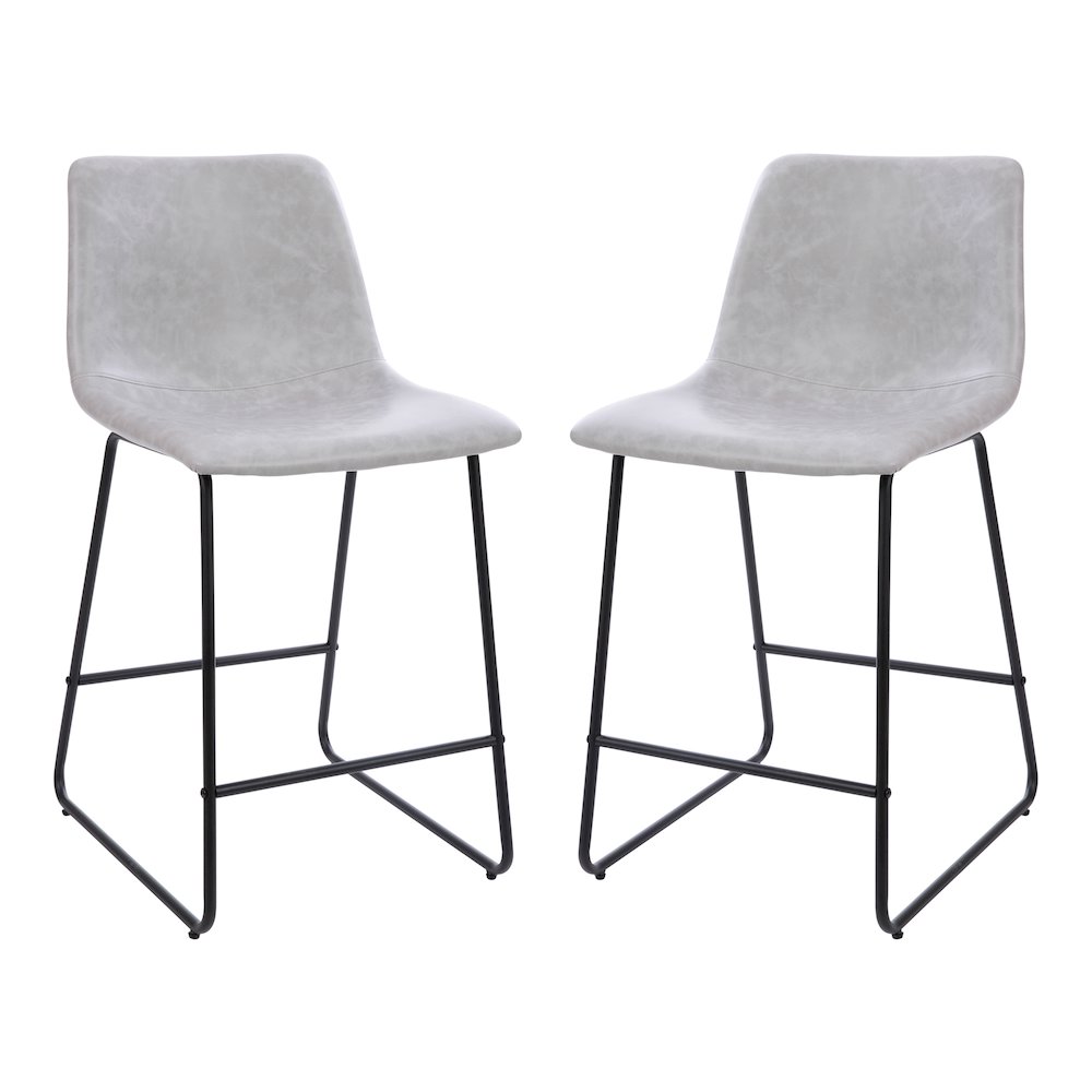 24 inch LeatherSoft Counter Height Barstools in Light Gray