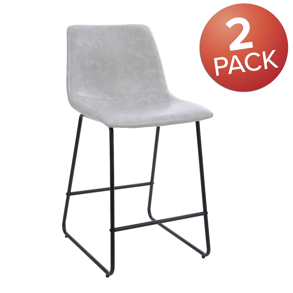 24 inch LeatherSoft Counter Height Barstools in Light Gray