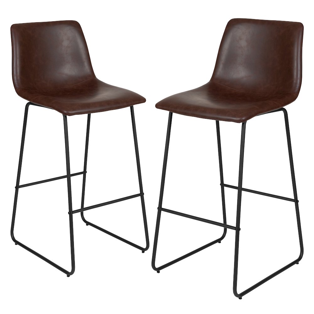 30 Inch LeatherSoft Bar Height Barstools in Dark Brown