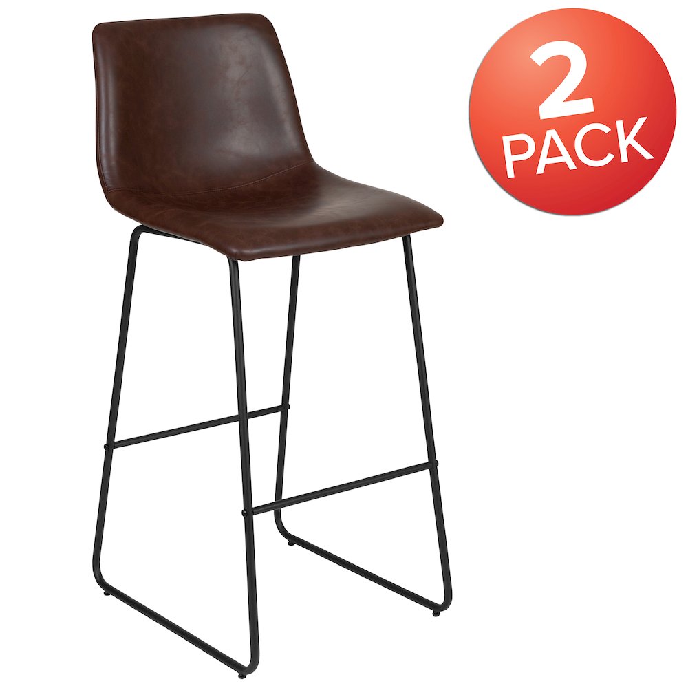 30 Inch LeatherSoft Bar Height Barstools in Dark Brown