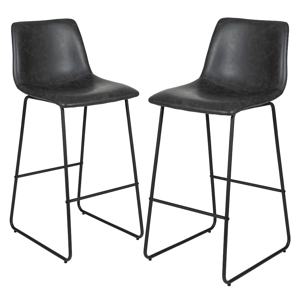 30 Inch LeatherSoft Bar Height Barstools in Dark Gray