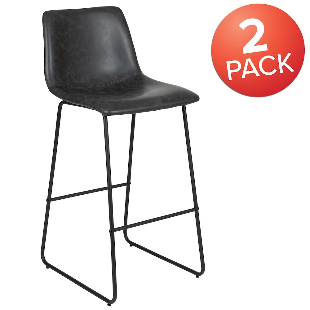 30 Inch LeatherSoft Bar Height Barstools in Dark Gray