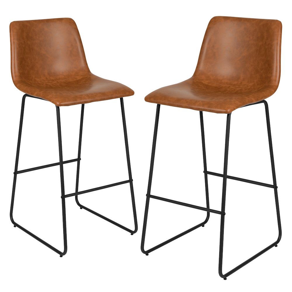 30 Inch LeatherSoft Bar Height Barstools in Light Brown