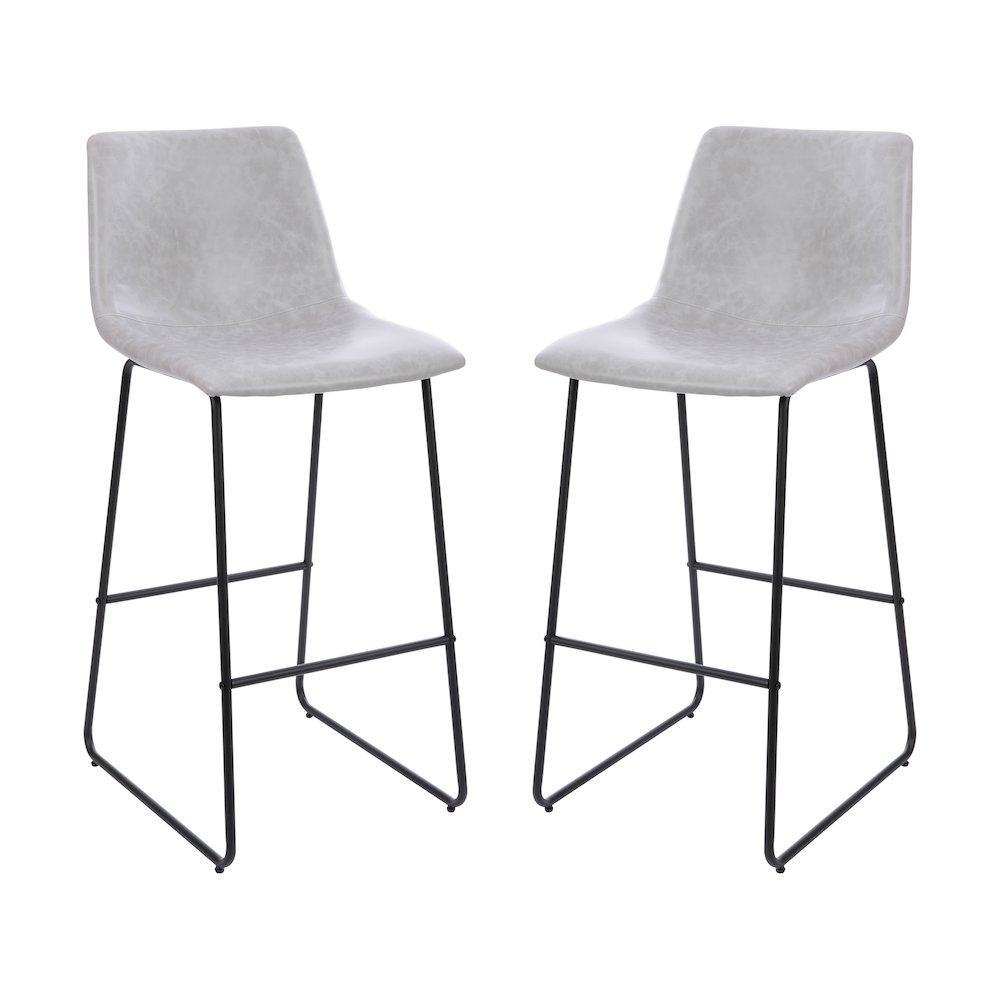 30 inch LeatherSoft Bar Height Barstools in Light Gray