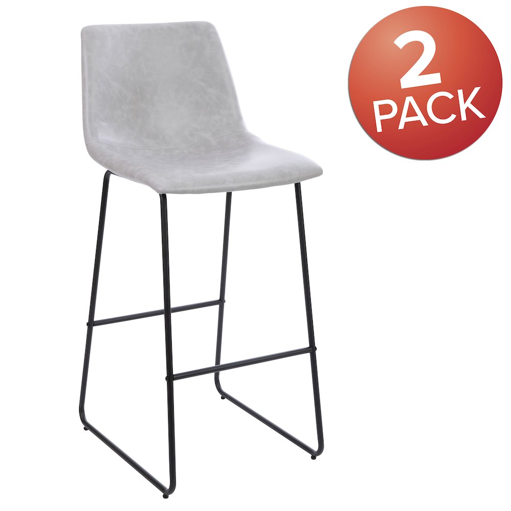30 inch LeatherSoft Bar Height Barstools in Light Gray