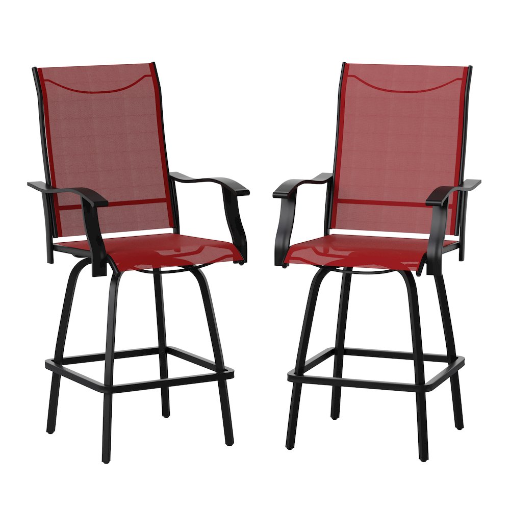 Set of 2 Outdoor Stools – 360 Degree Swivel Bar Stools
