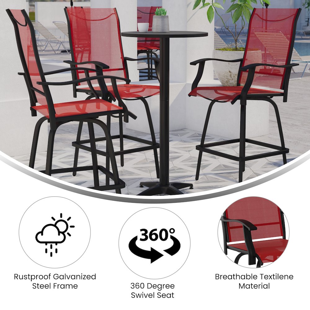 Set of 2 Outdoor Stools – 360 Degree Swivel Bar Stools