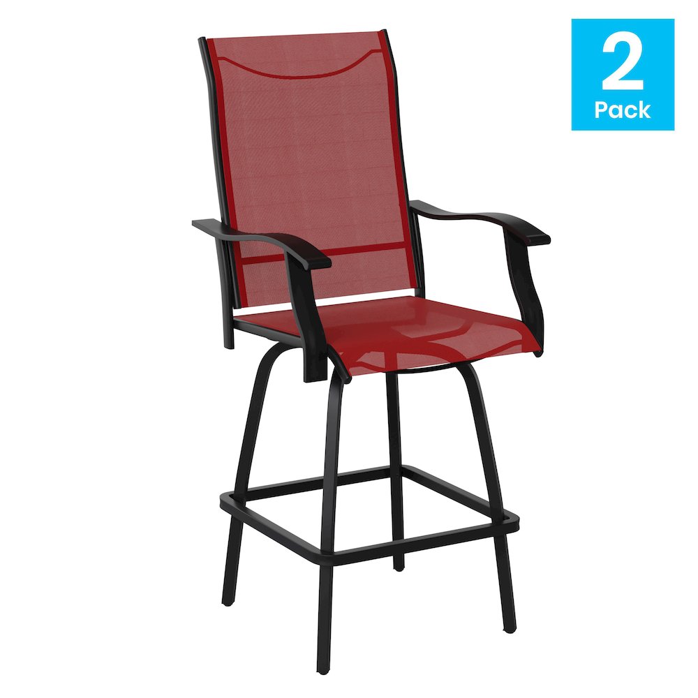 Set of 2 Outdoor Stools – 360 Degree Swivel Bar Stools
