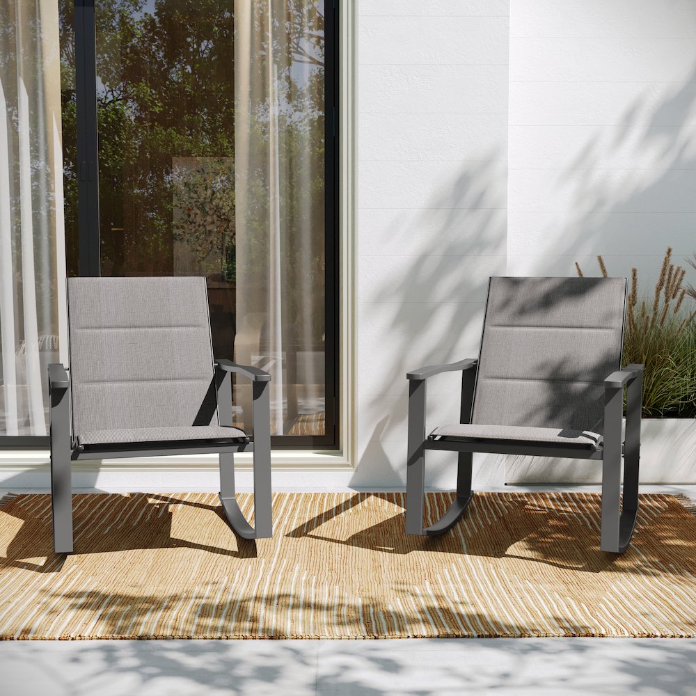 Modern Set of 2 Outdoor Rocking Chairs
