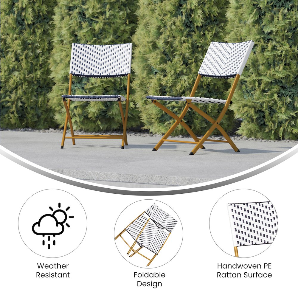 Set of 2 Modern Folding French Bistro Chairs