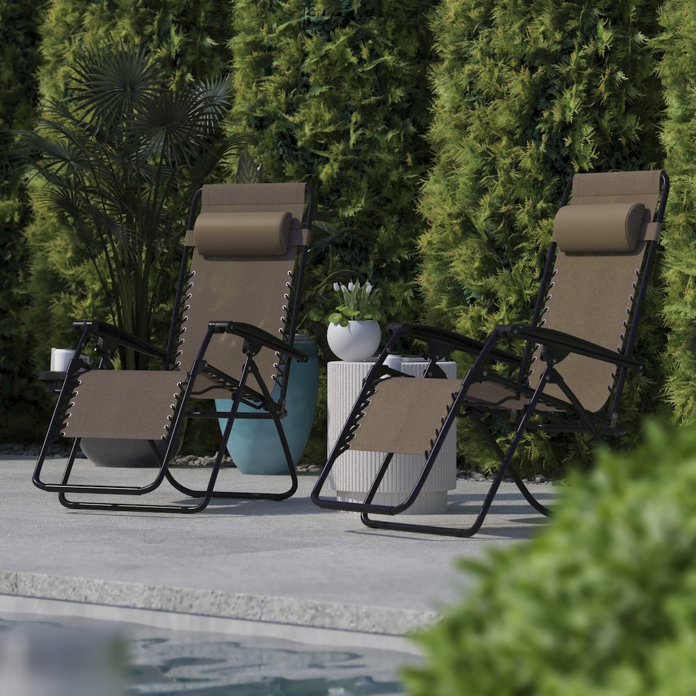 Set of 2 Portable Folding Zero Gravity Lounge Chairs
