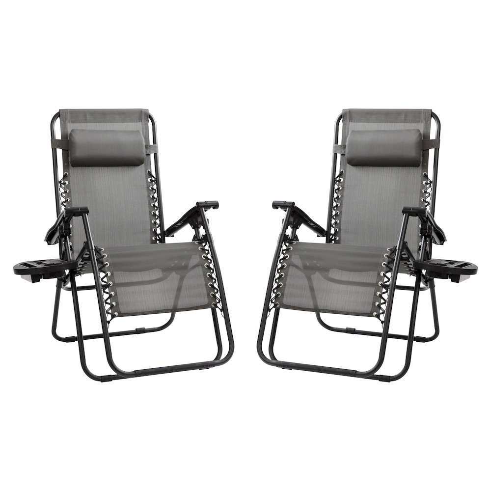 Adjustable Folding Mesh Zero Gravity Reclining Lounge Chair in Gray