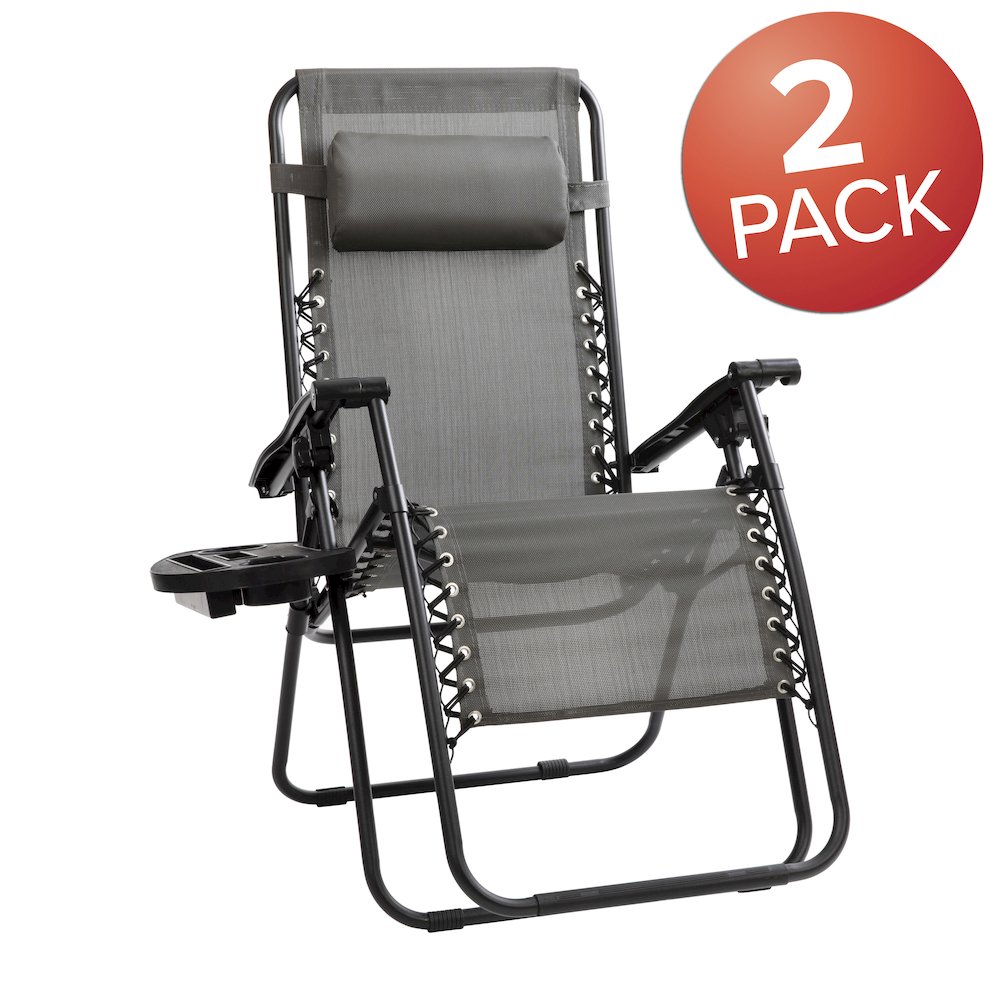 Adjustable Folding Mesh Zero Gravity Reclining Lounge Chair in Gray