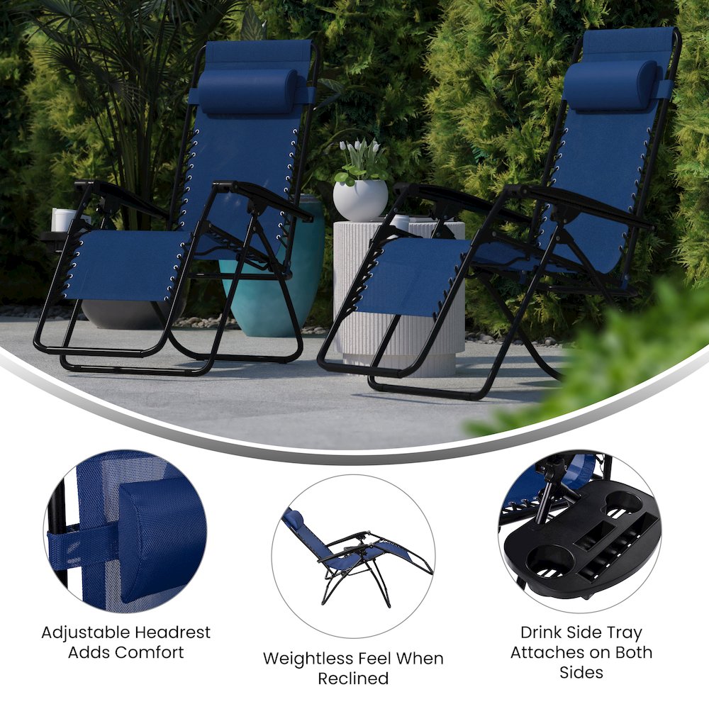 Set of 2 Portable Folding Zero Gravity Lounge Chairs