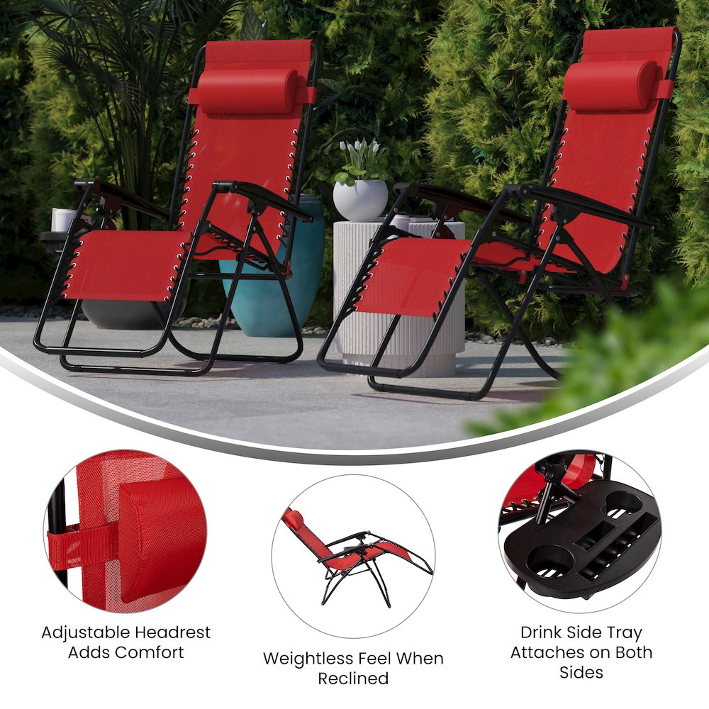 Set of 2 Portable Folding Zero Gravity Lounge Chairs