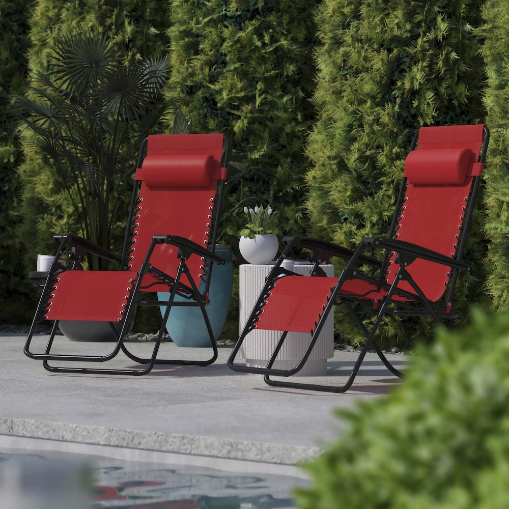 Set of 2 Portable Folding Zero Gravity Lounge Chairs