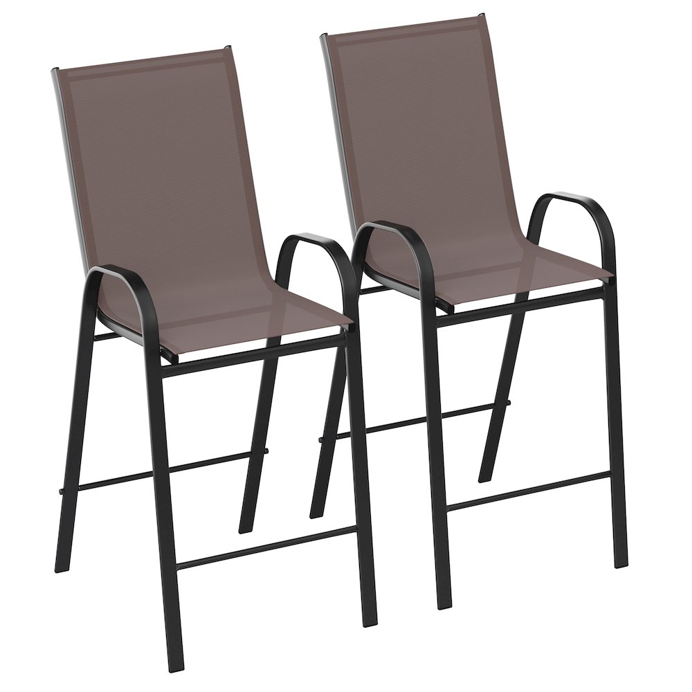 Set of 2 Sling Patio Stools for Commercial and Residential Use