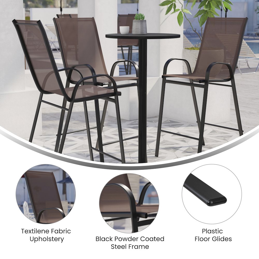Set of 2 Sling Patio Stools for Commercial and Residential Use
