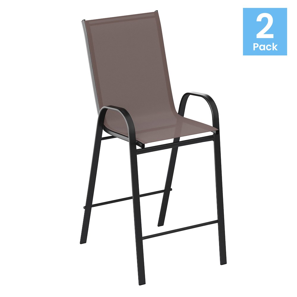Set of 2 Sling Patio Stools for Commercial and Residential Use