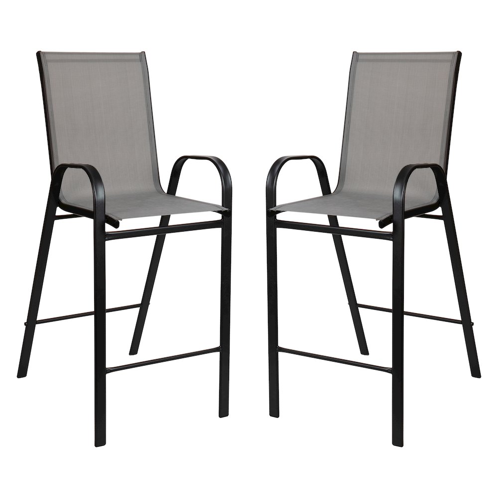 Set of 2 Sling Patio Stools for Commercial and Residential Use