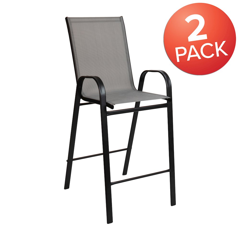 Set of 2 Sling Patio Stools for Commercial and Residential Use