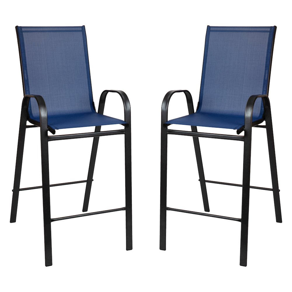 Set of 2 Sling Patio Stools for Commercial and Residential Use