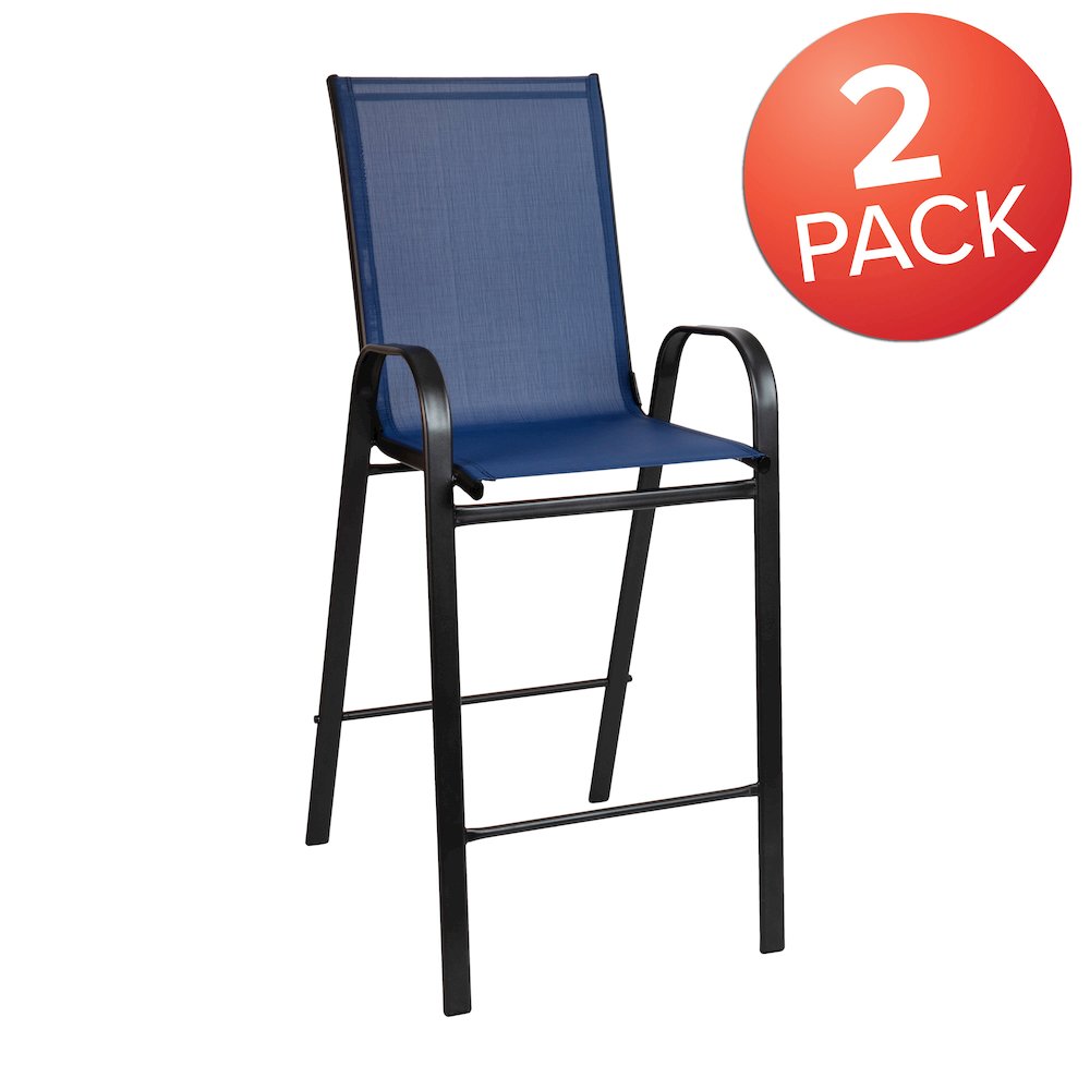 Set of 2 Sling Patio Stools for Commercial and Residential Use