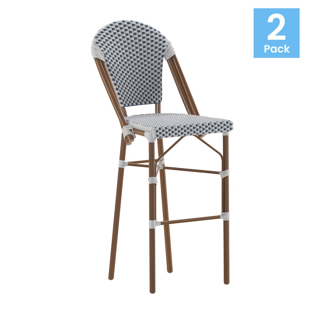 2PK White/Navy – Paris Stool