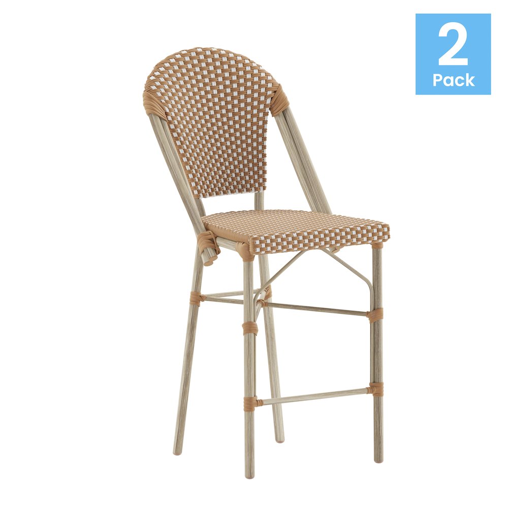 2PK Natural/White Paris Stool