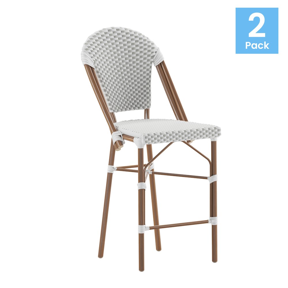 2PK White/Gray Paris Stool
