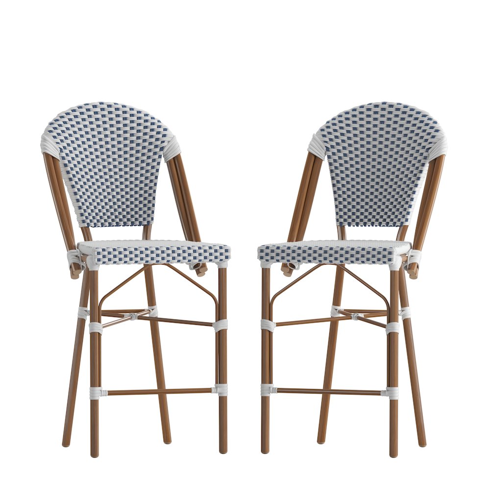 2PK White/Navy Paris Stool