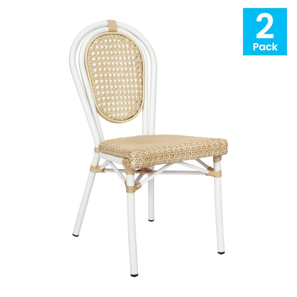 Natural PE Cane Rattan and White Aluminum Frame