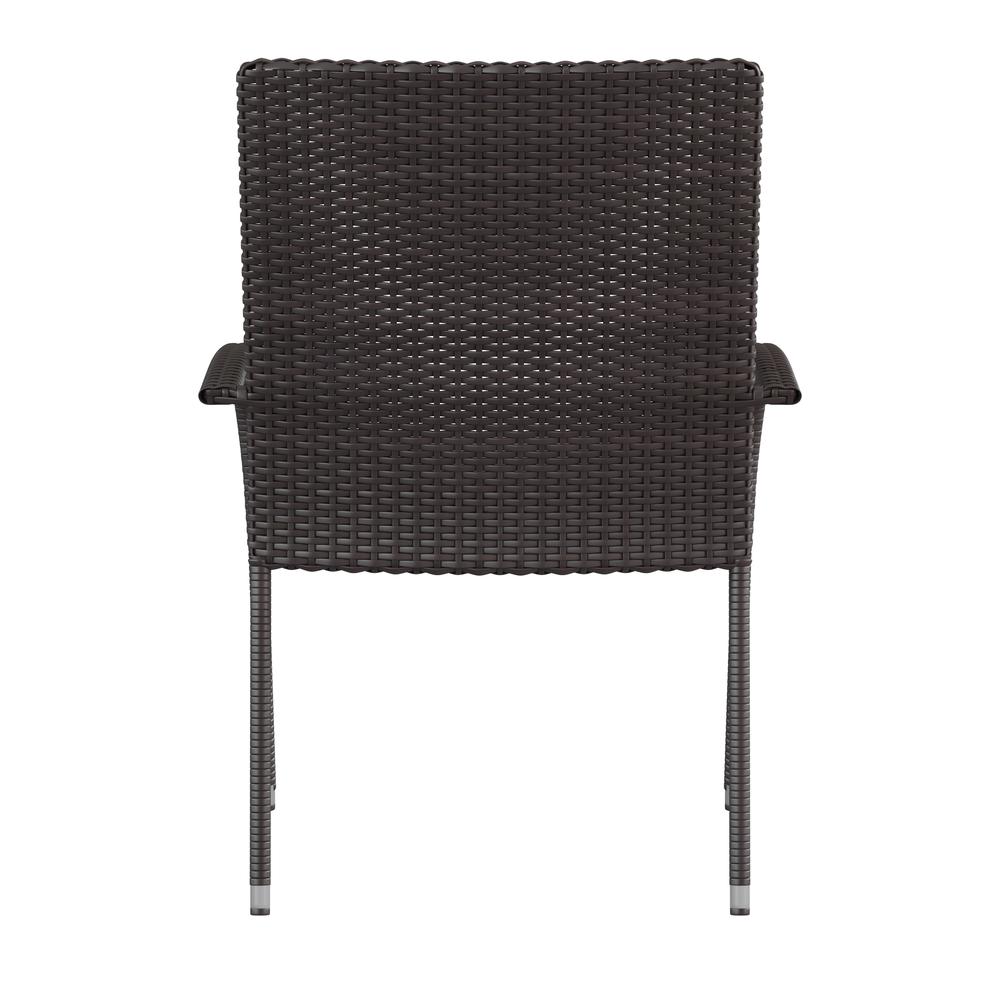 Contemporary Set of 2 Indoor/Outdoor PE Wicker Patio Chairs with Seat Cushions