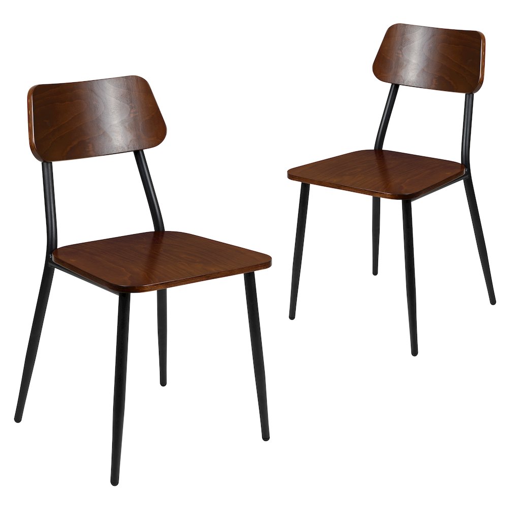 Set of 2 Commercial Grade Industrial Style Dining Chairs