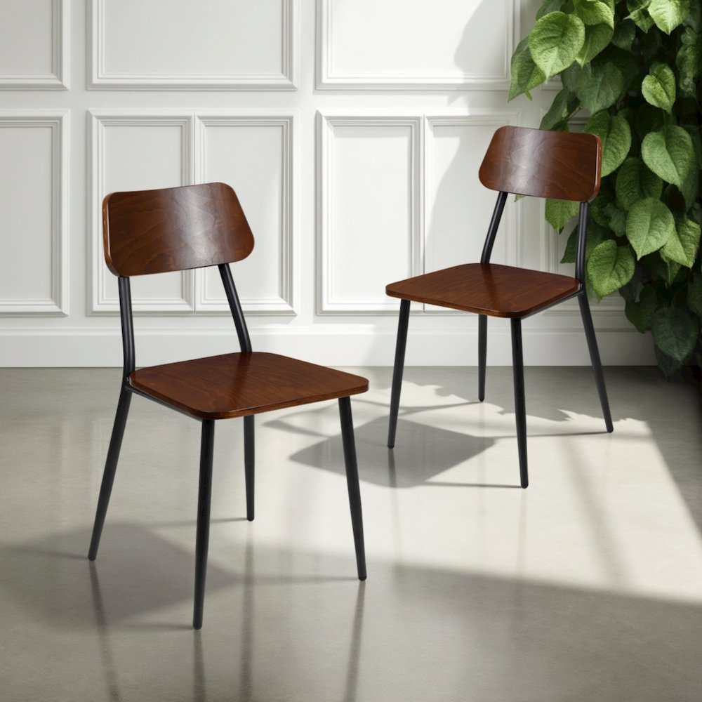 Set of 2 Commercial Grade Industrial Style Dining Chairs