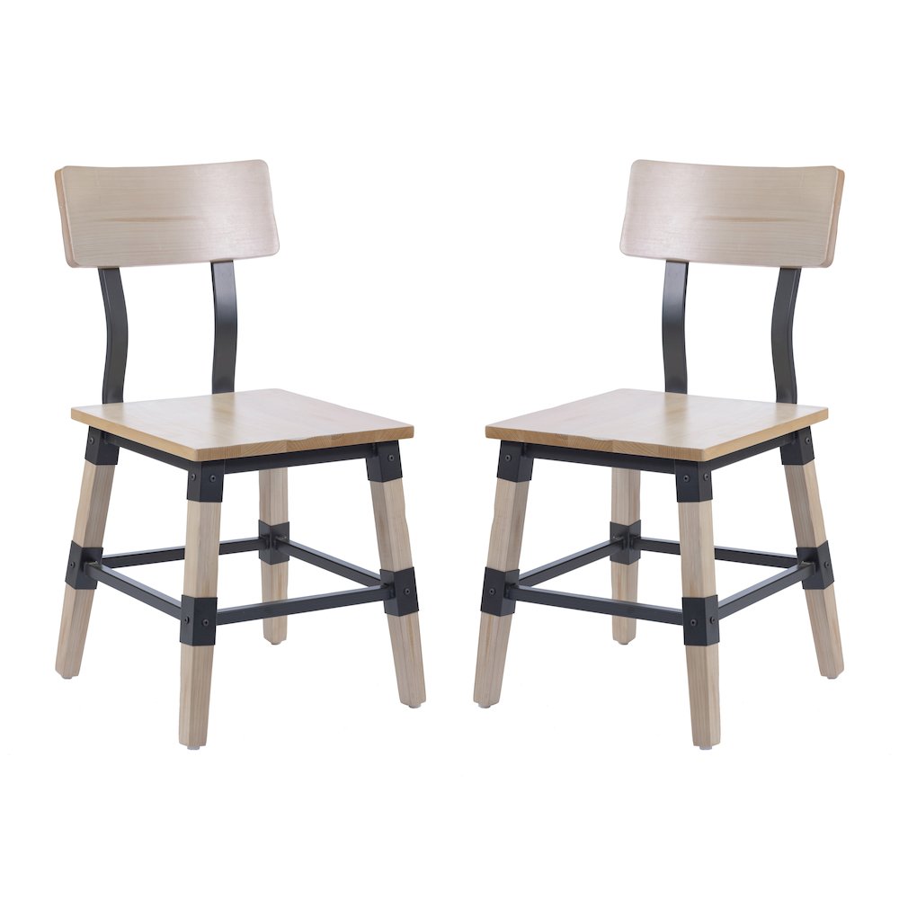 Jackson 2 Pack Rustic Antique White Industrial Wood Dining Chair