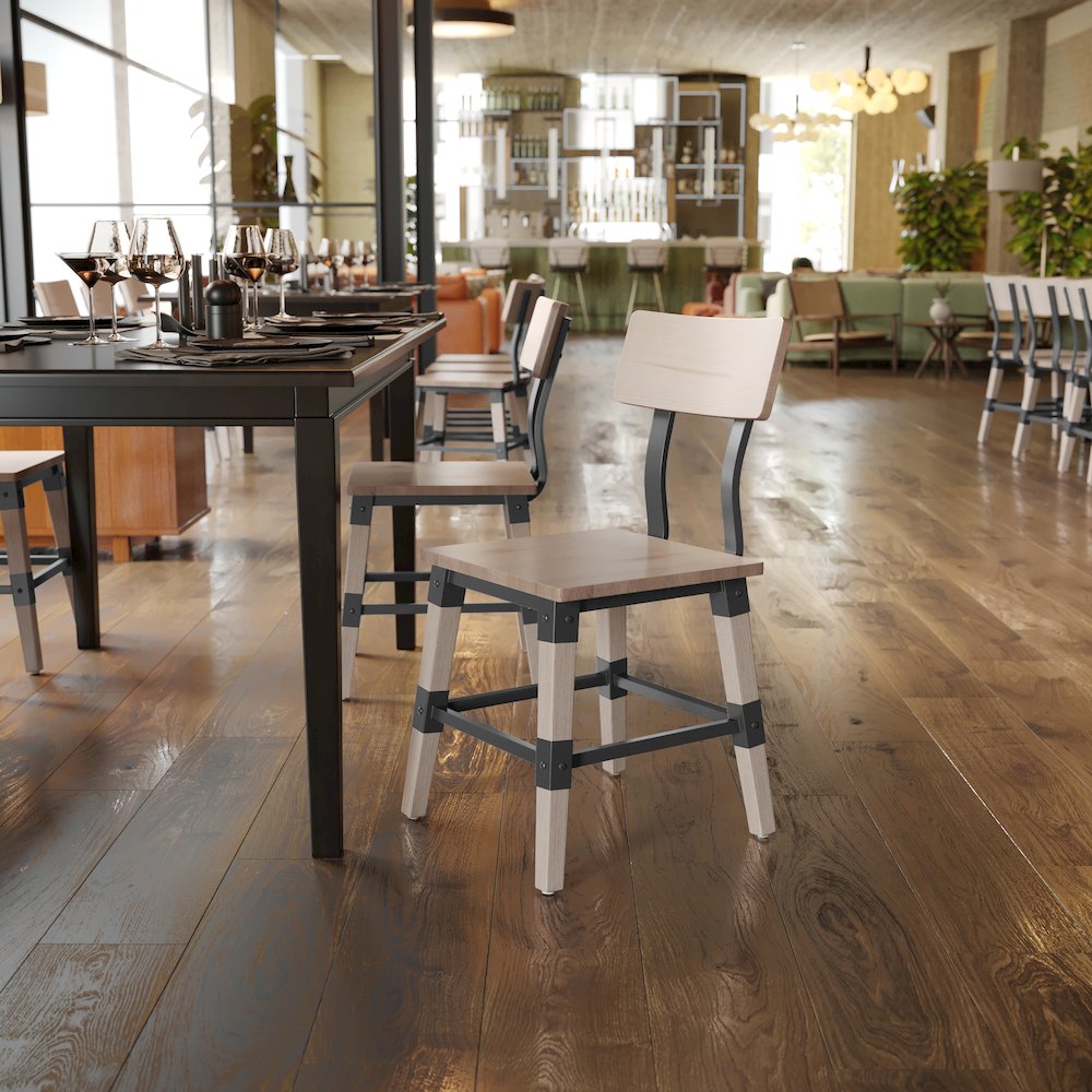 Jackson 2 Pack Rustic Antique White Industrial Wood Dining Chair