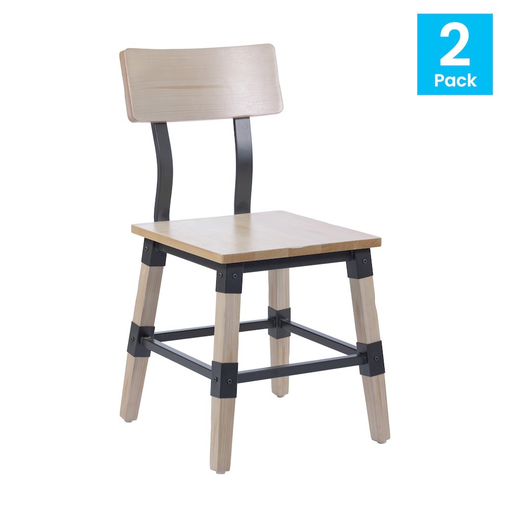 Jackson 2 Pack Rustic Antique White Industrial Wood Dining Chair