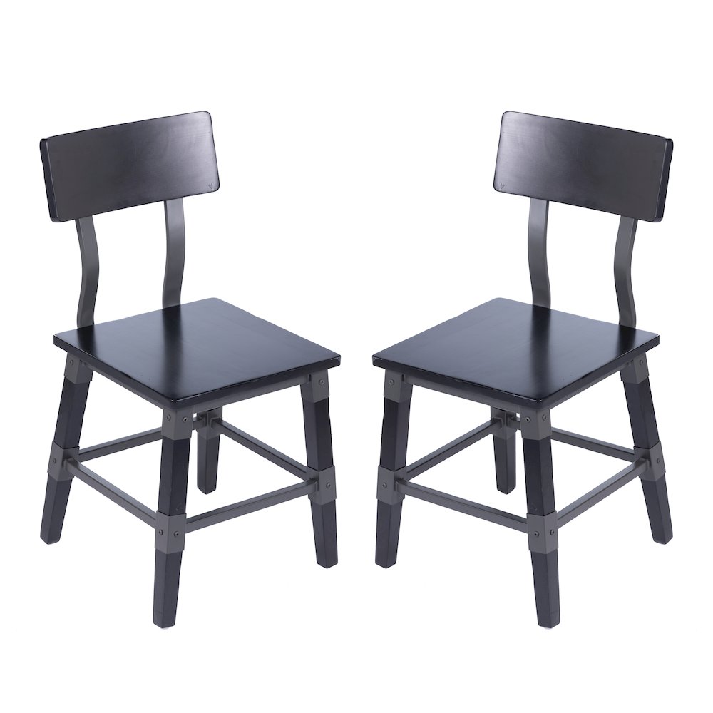 Jackson 2 Pack Commercial Grade Rustic Black Industrial Wood Dining Chair