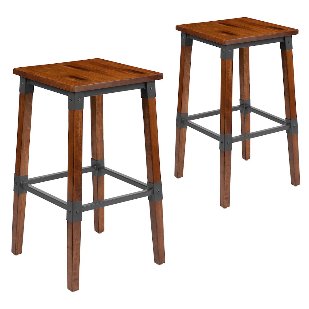 Set of 2 Commercial Grade Industrial Style Backless Dining Barstools