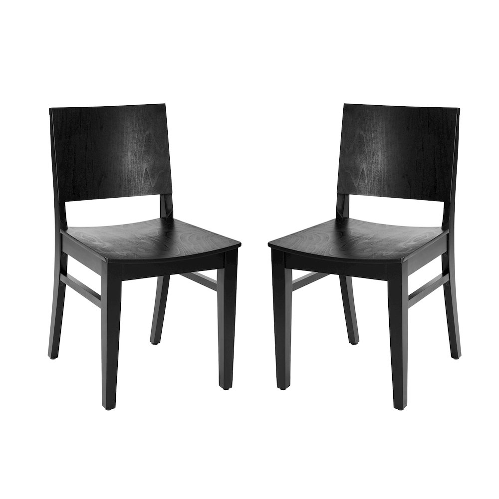 2 Pack Naples Solid Wood Dining Chairs with Curved Backrests and Black Finish