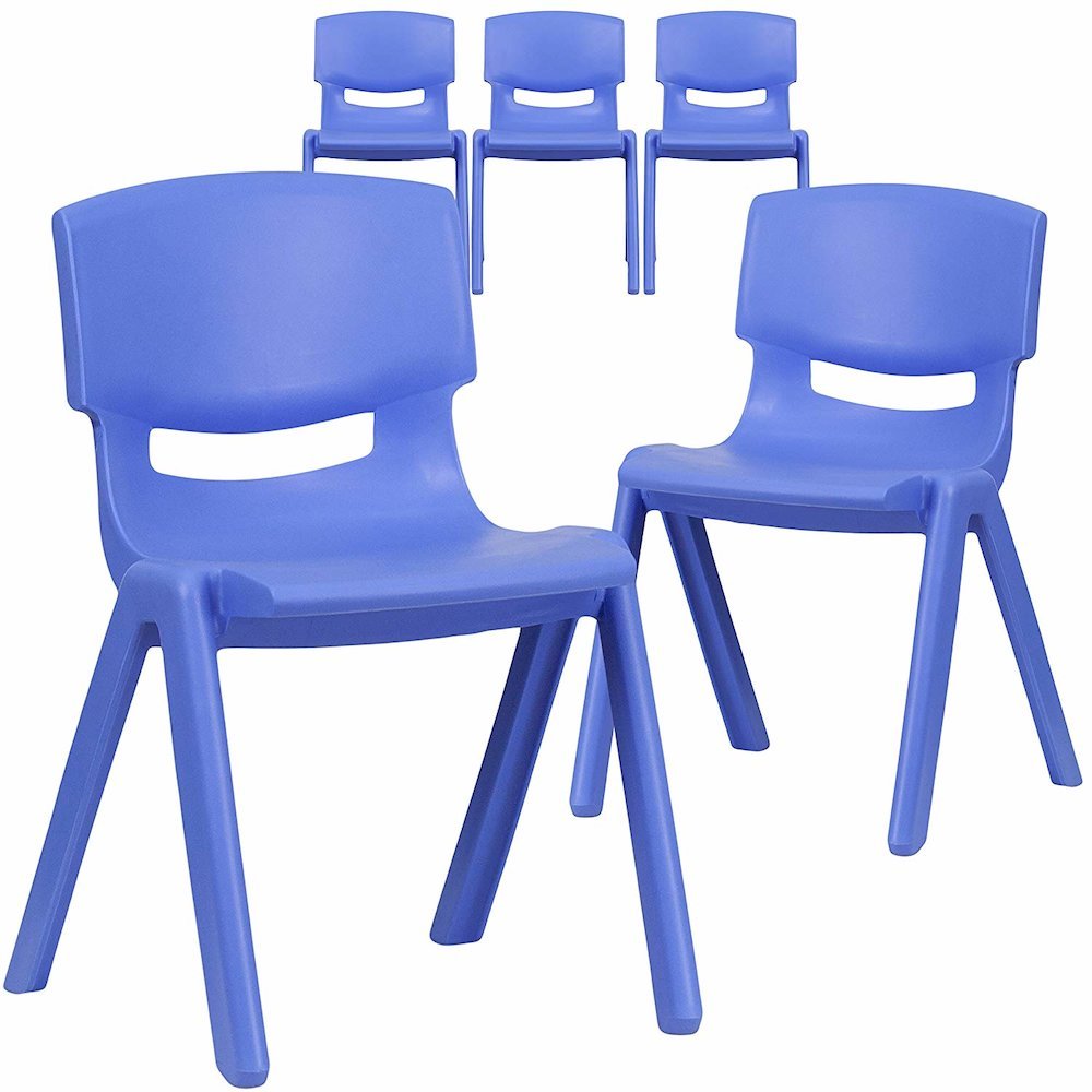Blue Plastic Stackable School Chair with 13.25” Seat Height pack of 5