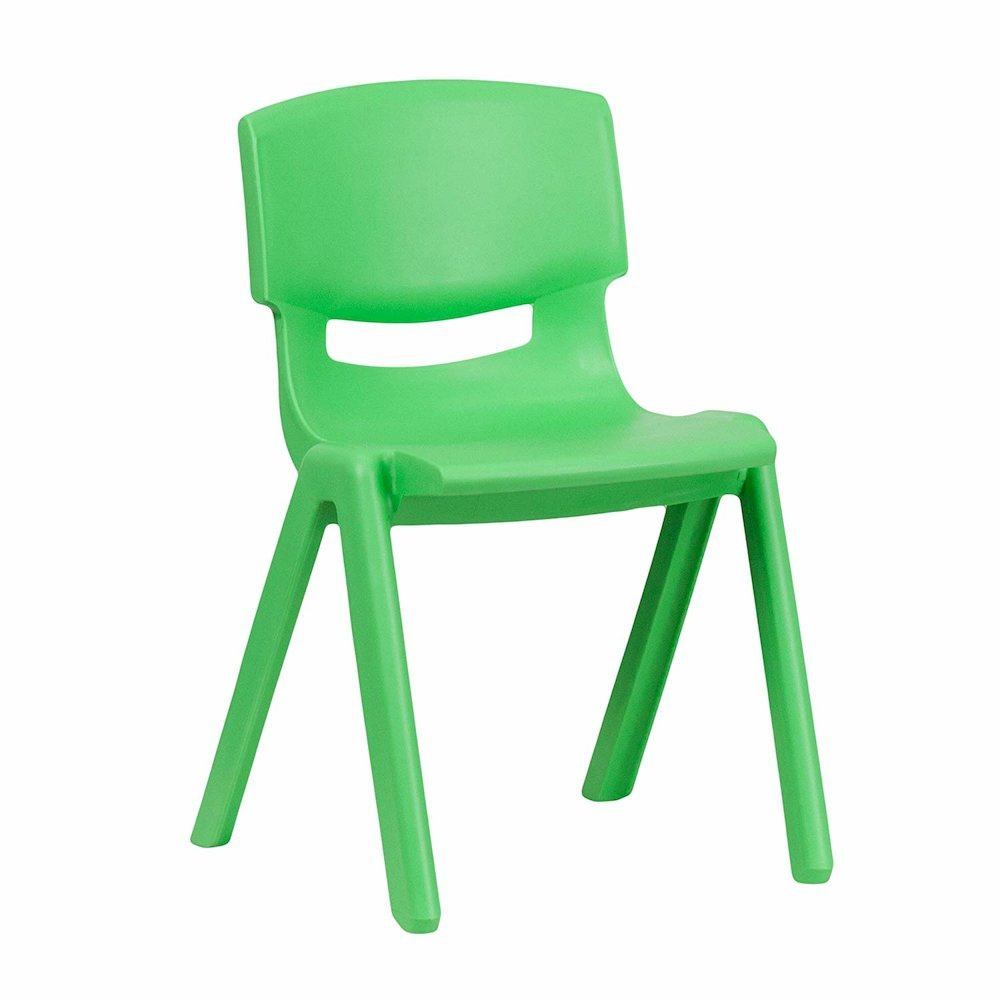 Green Plastic Stackable School Chair with 13.25” Seat Height pack of 5
