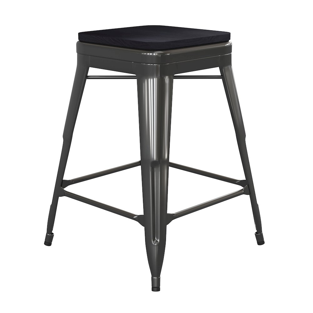 Modern Industrial Metal Counter Stool with Poly Resin Seat