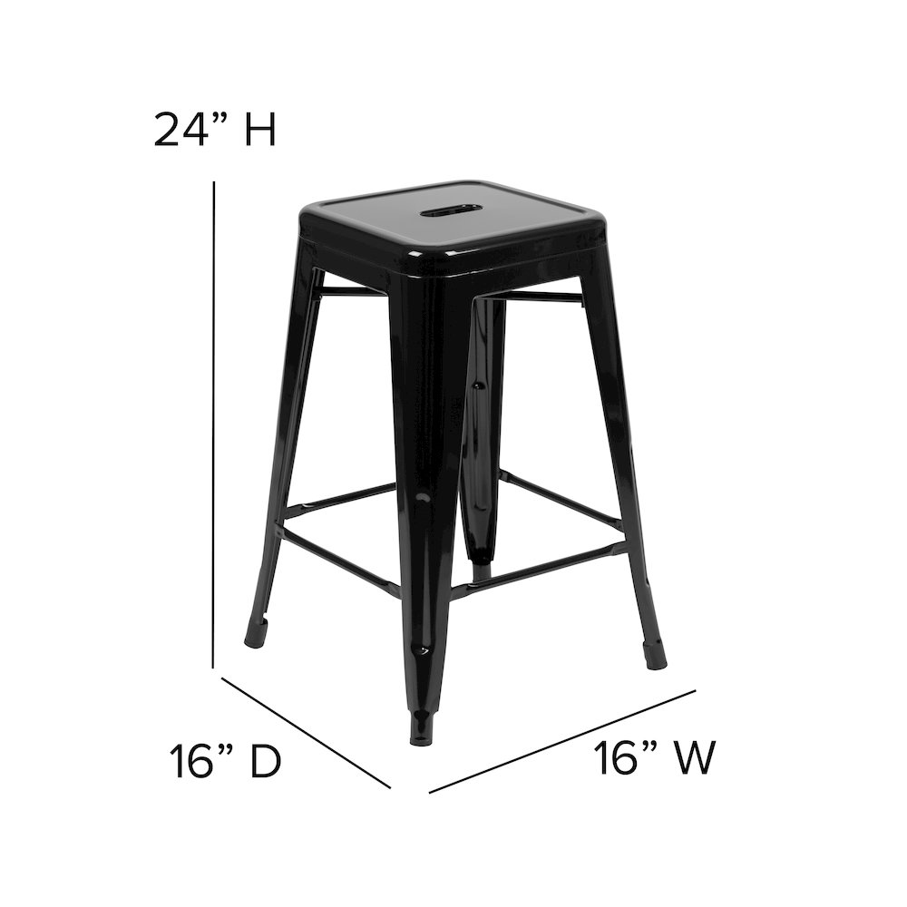 Modern Industrial Metal Counter Stool with Poly Resin Seat