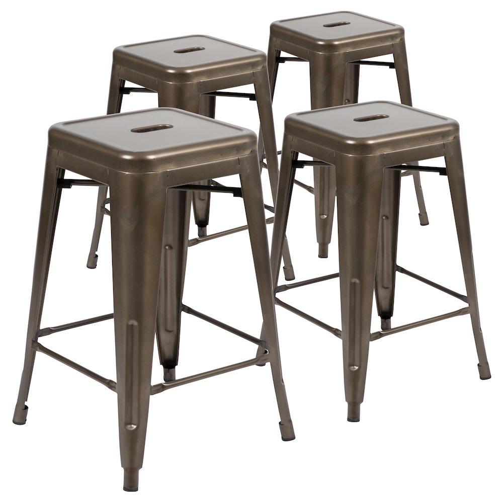 Modern Industrial Metal Stool in Gun Metal Gray